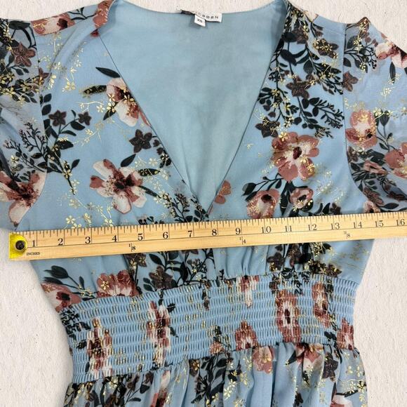 Baltic Born Blue Floral Maxi Dress Size XS Romantic Boho Fairycore Wedding Guest - Picture 6 of 8